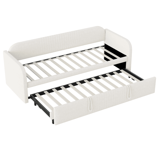 Sofá-cama extensível 90180*190 cm - Com riscas verticais, com estrado, multifuncional - Bege