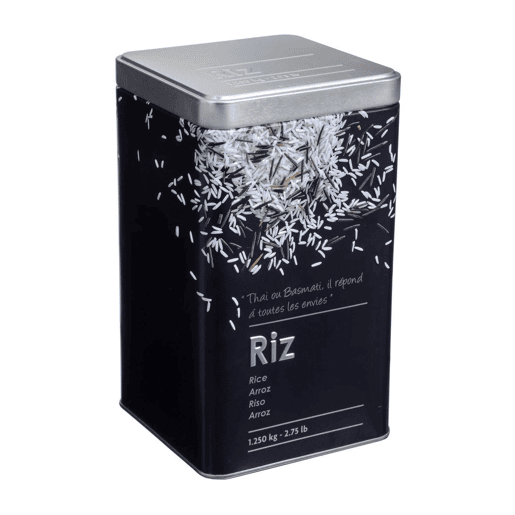 Pote de arroz de metal com relevo Well Home - Edição Preta