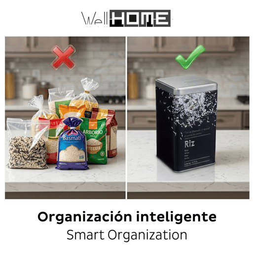 Pote de arroz de metal com relevo Well Home - Edição Preta