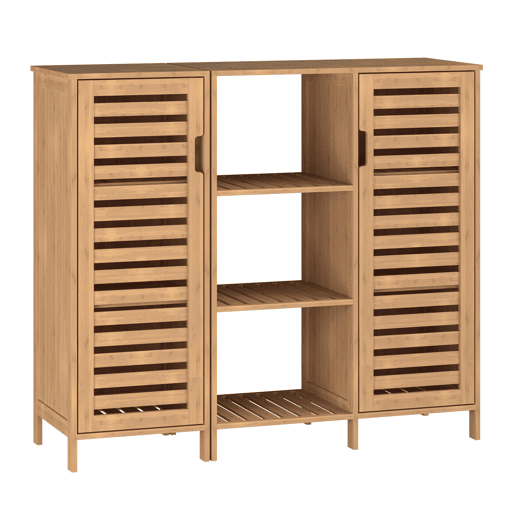 Armário lateral Hakseri com 2 portas bambu 87x99x33 cm natural en.casa