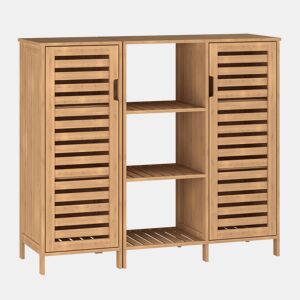 Armário lateral Hakseri com 2 portas bambu 87x99x33 cm natural en.casa