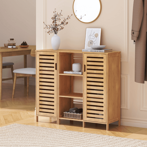 Armário lateral Hakseri com 2 portas bambu 87x99x33 cm natural en.casa