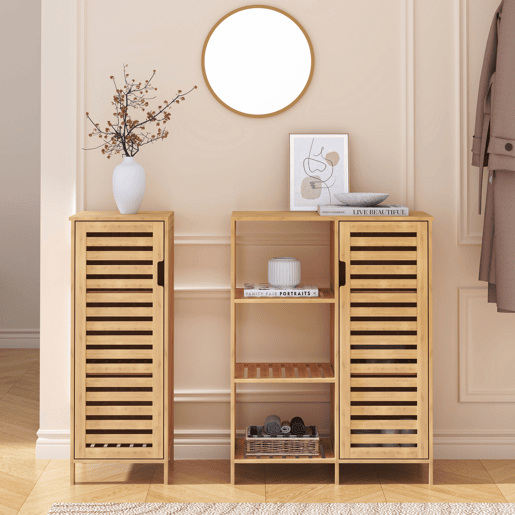 Armário lateral Hakseri com 2 portas bambu 87x99x33 cm natural en.casa