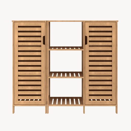 Armário lateral Hakseri com 2 portas bambu 87x99x33 cm natural en.casa