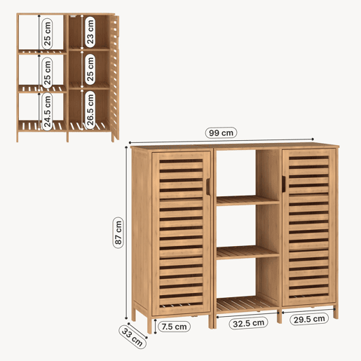 Armário lateral Hakseri com 2 portas bambu 87x99x33 cm natural en.casa