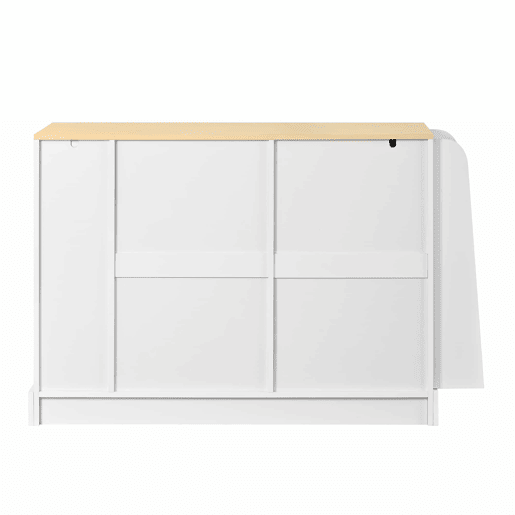 Aparador moderno - várias gavetas, compartimento para lixo e prateleira para especiarias - branco