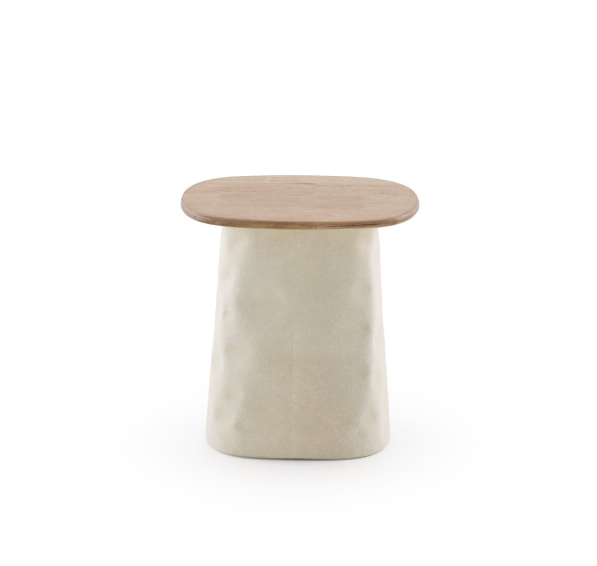 Mesa centro metal  y madera de hevea 30x30