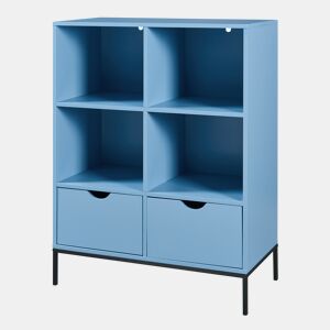 Libreria Colwyn com 2 gavetas e 4 compartimentos MDF 105x80x40 cm - Azul en.casa