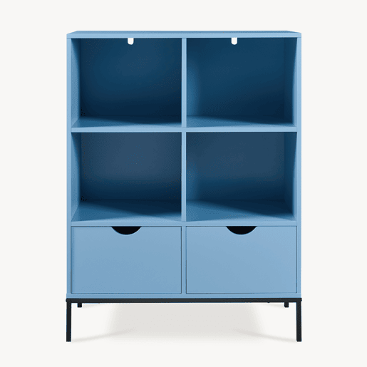 Libreria Colwyn com 2 gavetas e 4 compartimentos MDF 105x80x40 cm - Azul en.casa