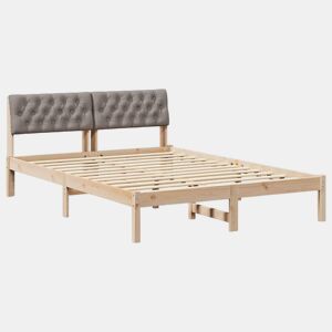 Estrutura de cama de casal com cabeceira - Marrom e taupe 135 x 190 cm
