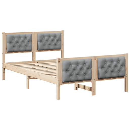 Estrutura da Cama de casal simple com cabeceira Cinzento-claro 135 x 190 cm