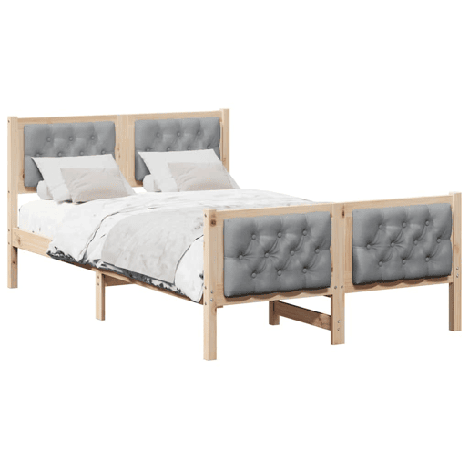 Estrutura da Cama de casal simple com cabeceira Cinzento-claro 135 x 190 cm