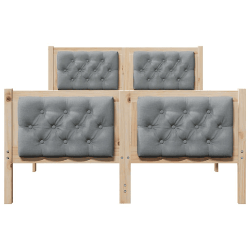 Estrutura da Cama de casal simple com cabeceira Cinzento-claro 135 x 190 cm