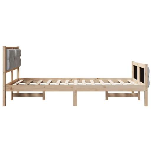 Estrutura da Cama de casal simple com cabeceira Cinzento-claro 135 x 190 cm