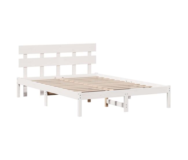 Estructura de cama matrimonial Moderno - Blanco 150 x 200 cm Madera maciza de Pino