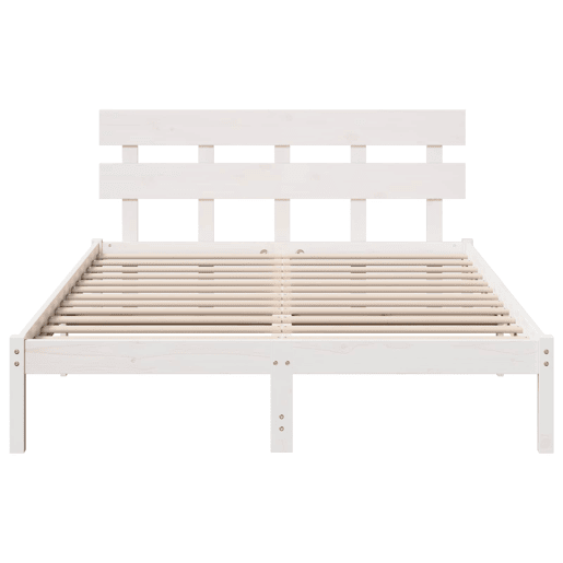 Estrutura da Cama de casal simple Branco 150 x 200 cm Madeira de pinho maciça