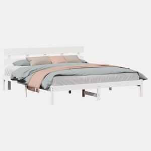 Estrutura da Cama de casal simple Branco 180 x 200 cm Madeira de pinho maciça