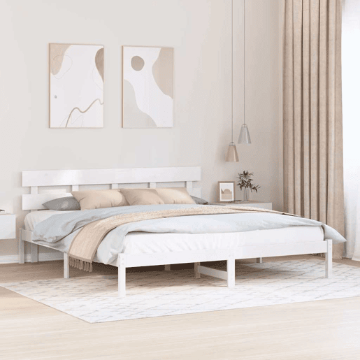Estrutura da Cama de casal simple Branco 180 x 200 cm Madeira de pinho maciça
