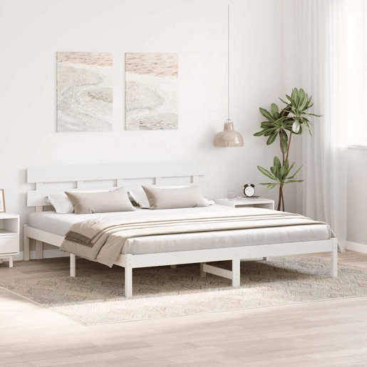 Estrutura da Cama de casal simple Branco 180 x 200 cm Madeira de pinho maciça