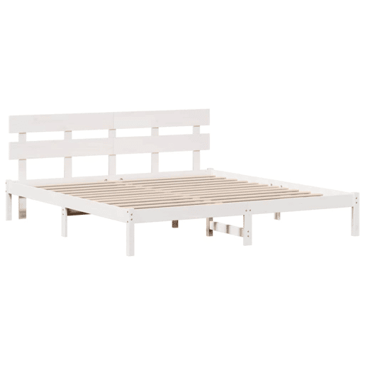 Estrutura da Cama de casal simple Branco 180 x 200 cm Madeira de pinho maciça
