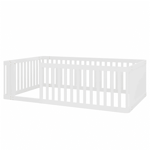 Estrutura de cama em madeira 90x200 - com grade de segurança - branca