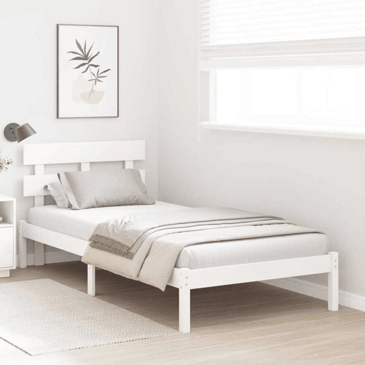 Estrutura de cama de solteiro - Branco 80 x 200 cm Madeira de pinho maciça