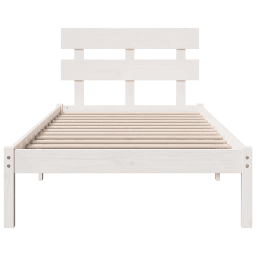 Estrutura de cama de solteiro - Branco 80 x 200 cm Madeira de pinho maciça