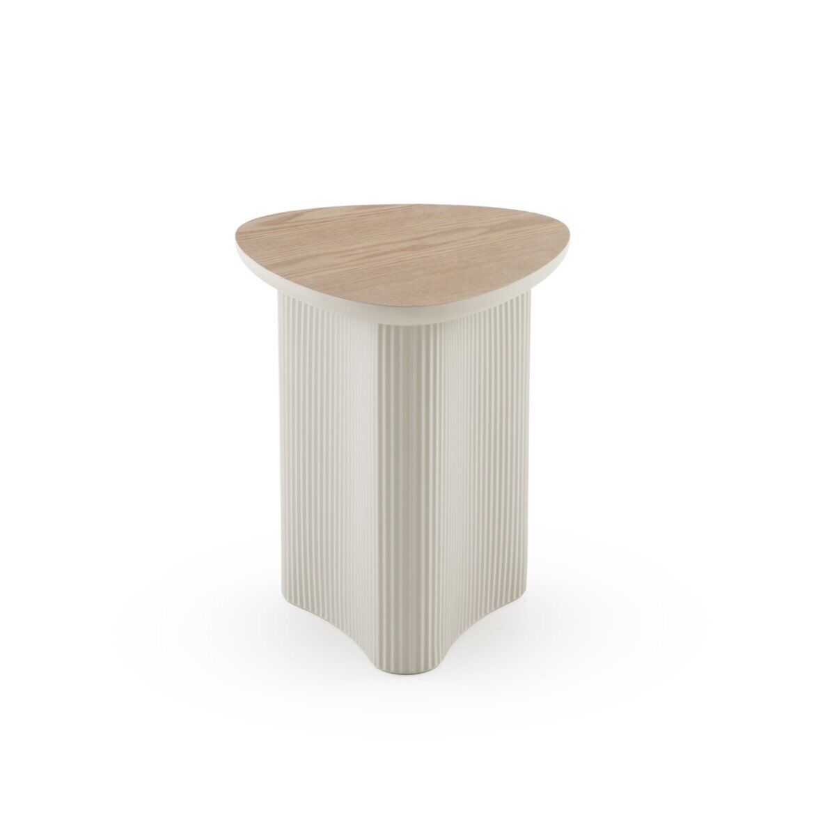 Mesa centro metal  y madera de hevea 36x36