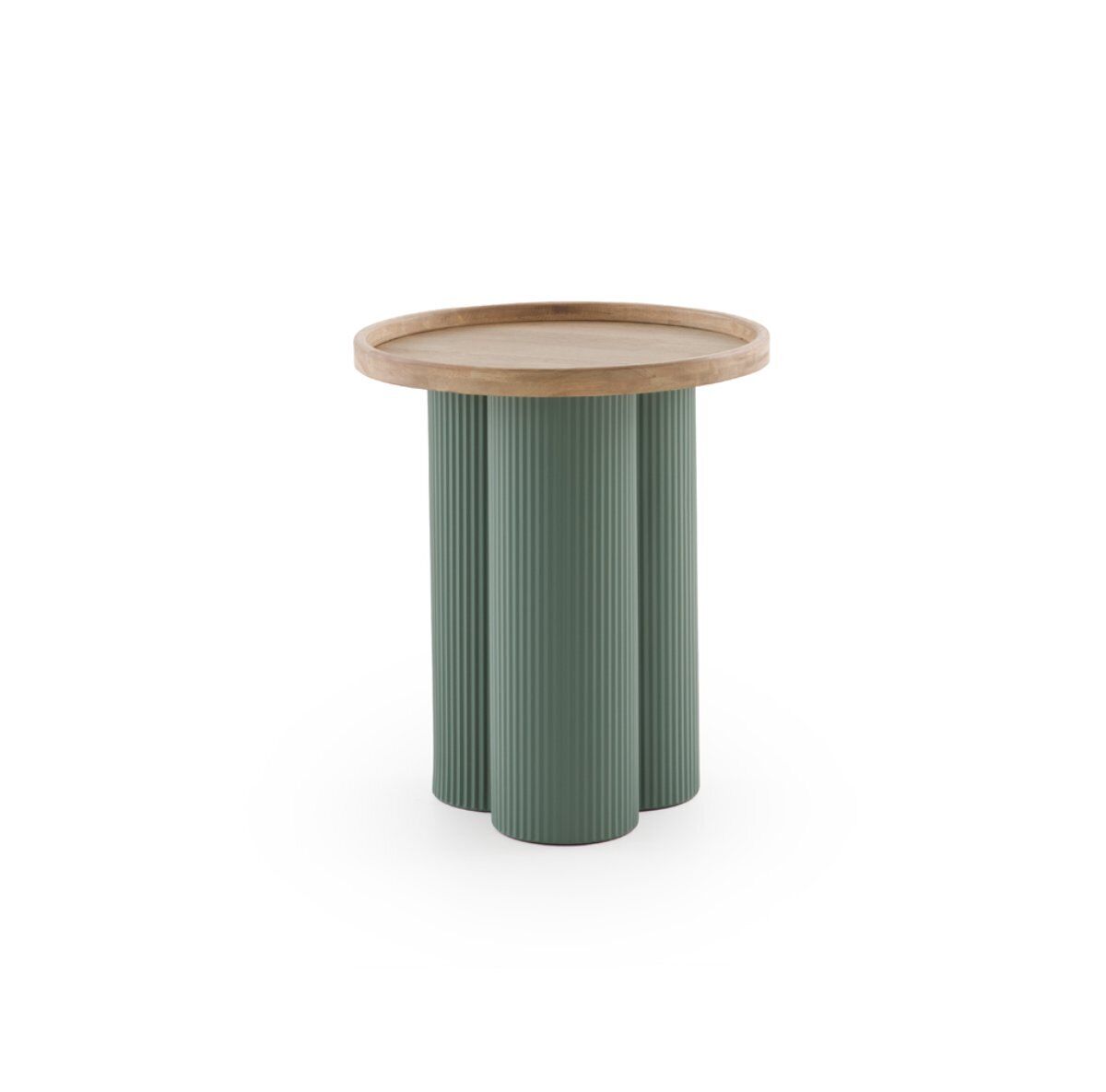 Mesa centro metal y madera de hevea 44x44