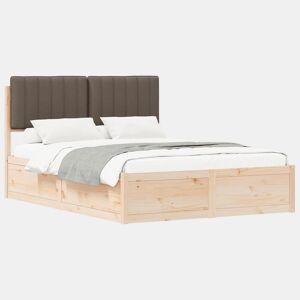 Estrutura de Cama de casal moderno com Cabeceira Estofada Cinzento-acastanhado