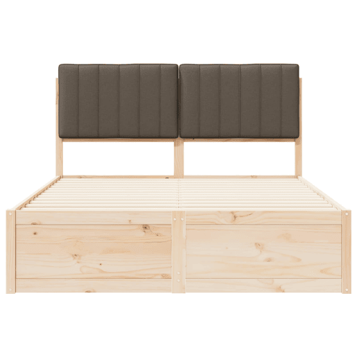 Estrutura de Cama de casal moderno com Cabeceira Estofada Cinzento-acastanhado