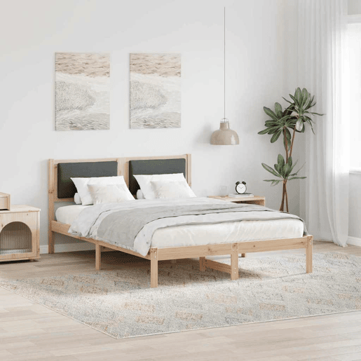 Estrutura da Cama de casal simple com cabeceira Cinza Escuro 140 x 200 cm