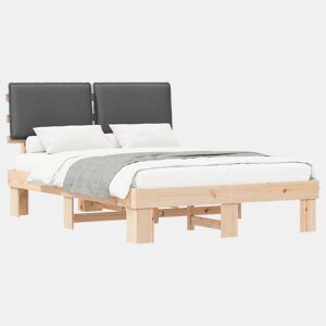 Estrutura de Cama de casal moderno com Cabeceira Estofada Cinza Escuro