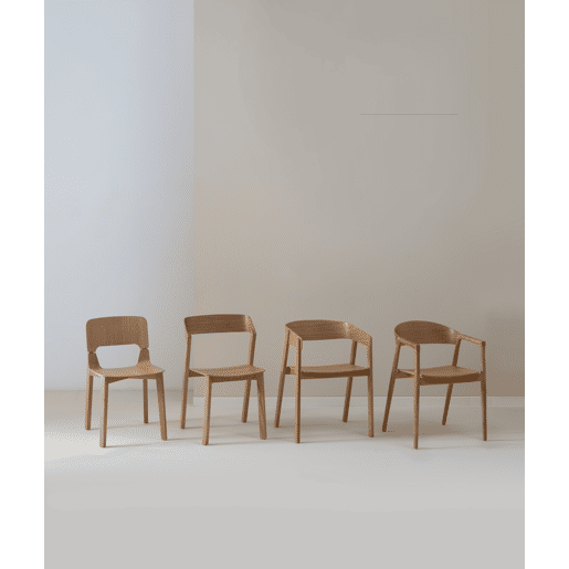 Conjunto de 4 poltronas em contraplacado de carvalho