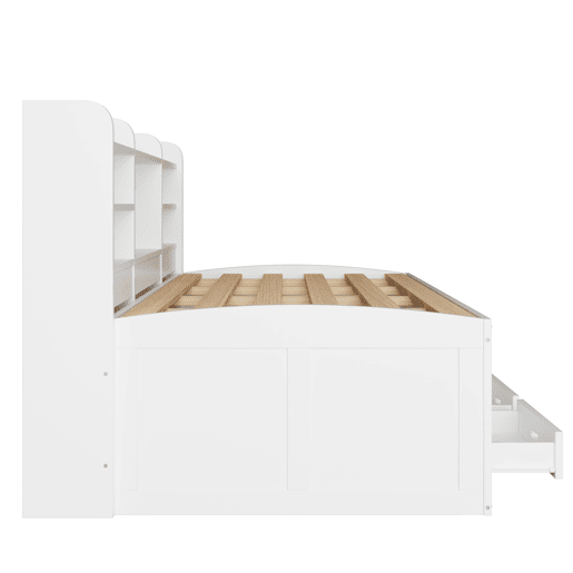 Sofá-cama Daybed 90x200 cm - LED, 3 gavetas, secretária, cama extraível, USB+Type-C - Branco