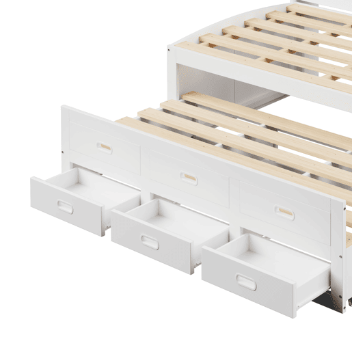 Sofá-cama Daybed 90x200 cm - LED, 3 gavetas, secretária, cama extraível, USB+Type-C - Branco