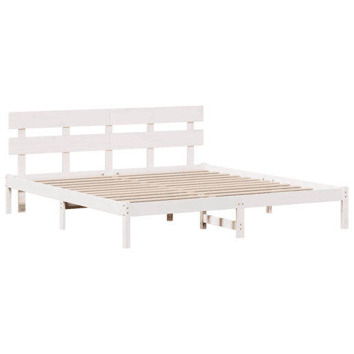 Estrutura da Cama de casal simple Branco 200 x 200 cm Madeira de pinho maciça