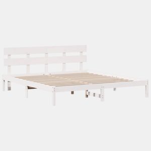 Estrutura da Cama de casal simple Branco 200 x 200 cm Madeira de pinho maciça