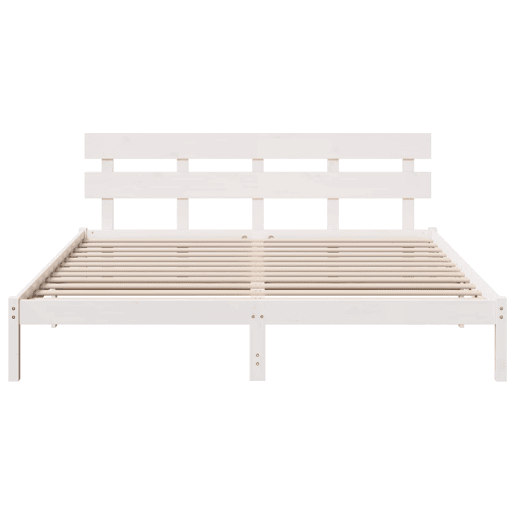 Estrutura da Cama de casal simple Branco 200 x 200 cm Madeira de pinho maciça