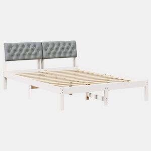 Estrutura De Cama De Casal Simple - Branco e cinza claro 135 x 190 cm