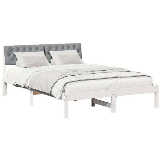 Estrutura De Cama De Casal Simple - Branco e cinza claro 135 x 190 cm