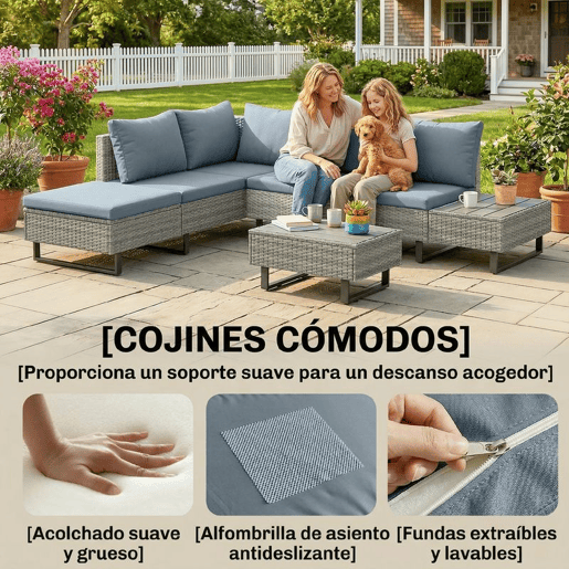 Outsunny Conjunto de Jardim em Vime de 3 Peças Encosto Ajustável Conjunto de Terraço Móveis de Jardim Exterior com Almofadas Sofá de 3 Lugares Sofá de 2 Lugares Mesa em Madeira Plástica Cinzento