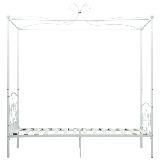 Estrutura de cama de solteiro para adultos com dossel metal branco 90x200 cm