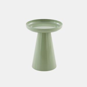 Mesa auxiliar de metal cor verde menta com vidro