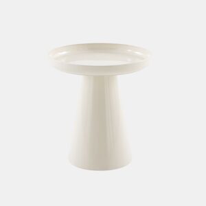 Mesa auxiliar de metal cor creme com vidro