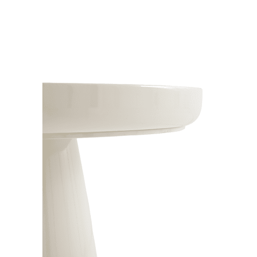 Mesa auxiliar de metal cor creme com vidro