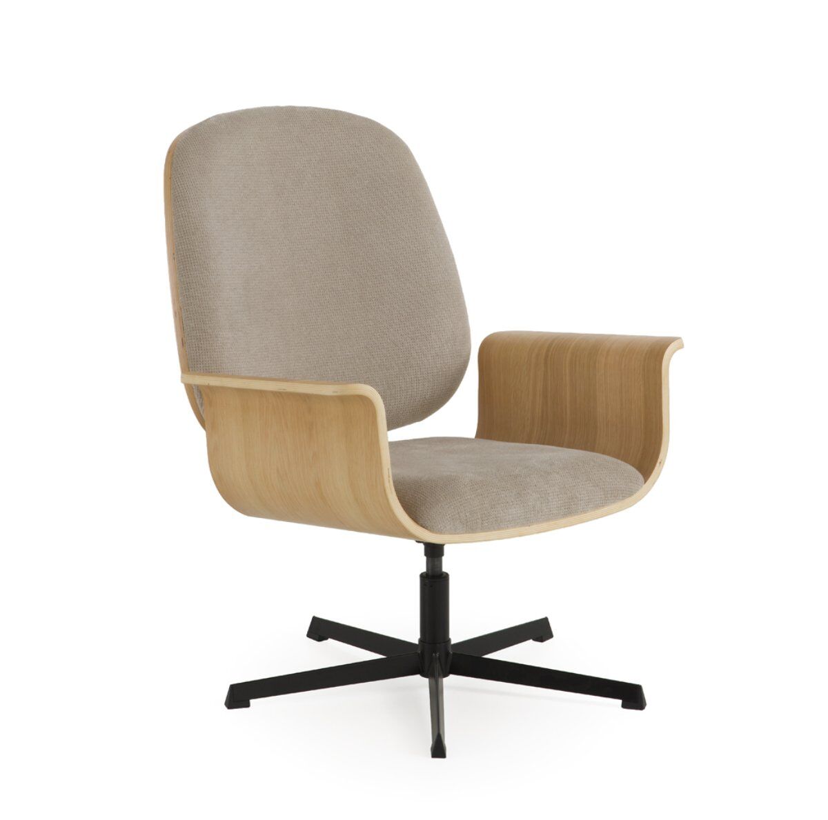 Sillón giratorio madera de roble,con asiento y respaldo tapizado