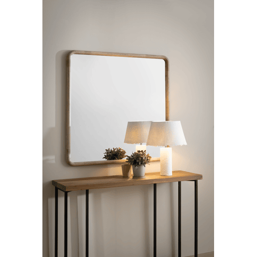 Espelho quadrado 120x120 cm com moldura em madeira de hevea