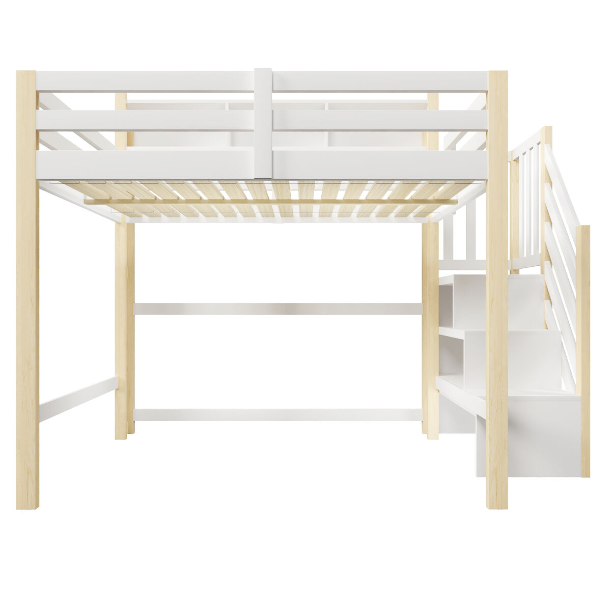 Cama alta para niños 162x253 Natural/ Blanco