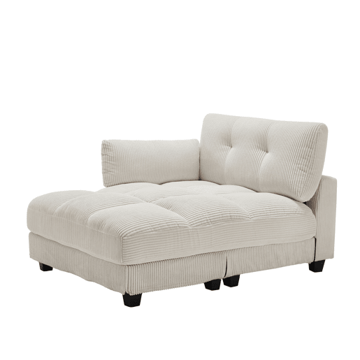 Poltrona de palma de 1 lugar - Com apoios de braços enroláveis, encosto ajustável, 3 copos e bolso lateral - Bege